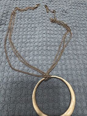 Layered Gold-Tone Hoop Pendant Necklace for Women